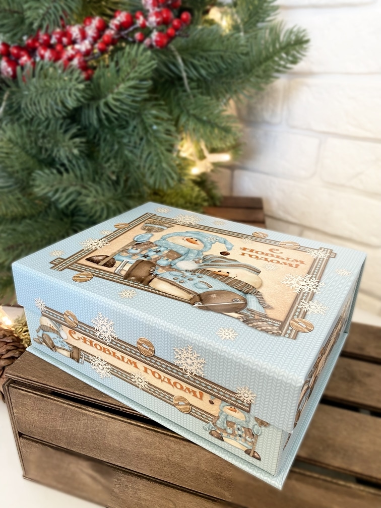 Коробка шкатулка подарочная "Веселые снеговички" — изображение 4